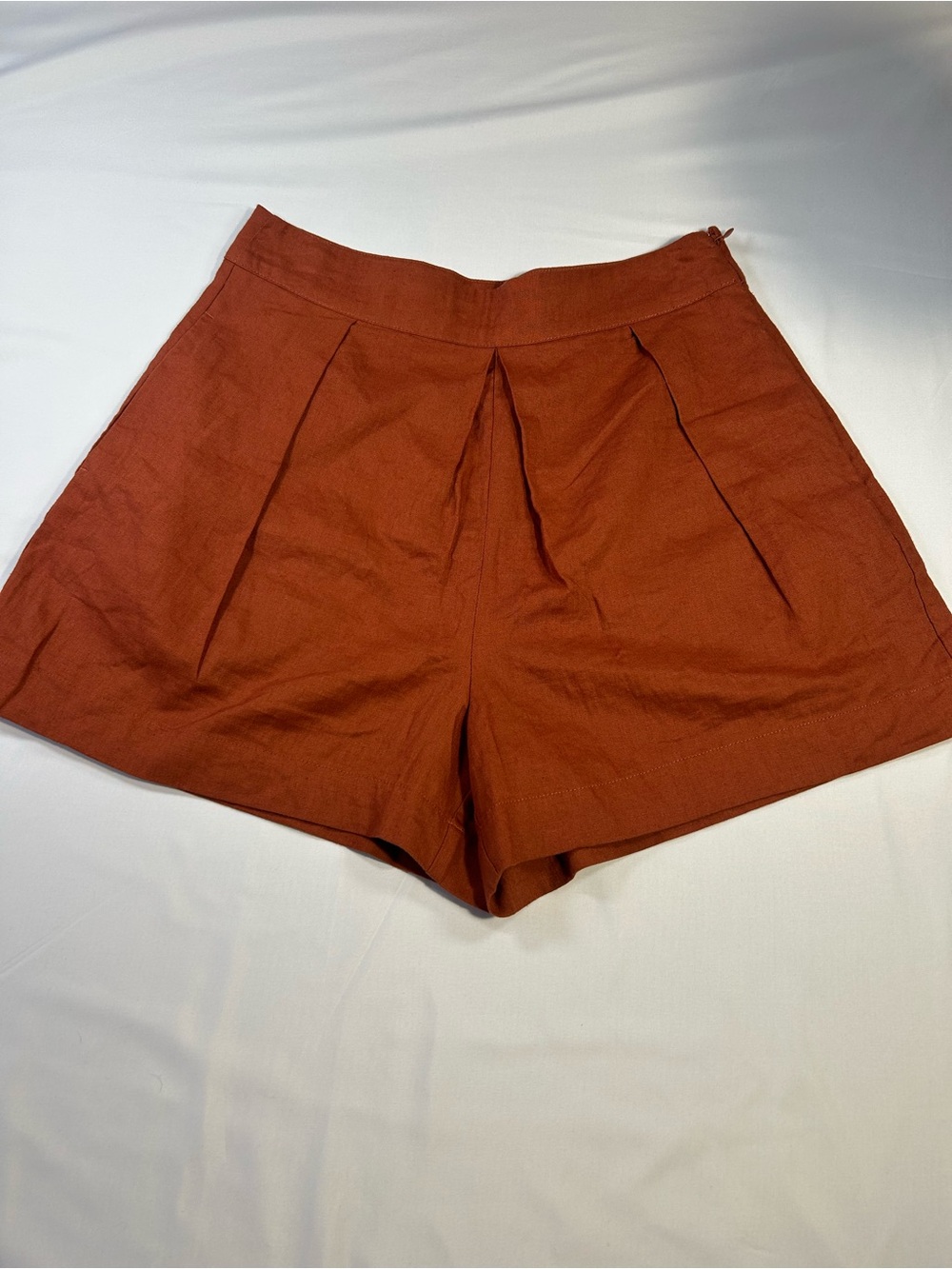 Worthington Rust High-Waist Pleated Shorts linen blend size 2
